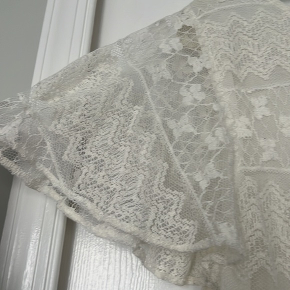 Guess White Lace Blouse with Pom Pom Trim - Picture 4 of 9